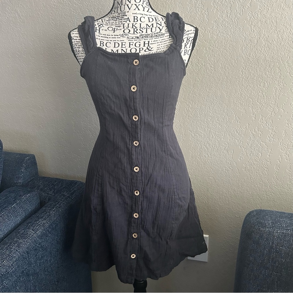Roxy Juniors Size S Think Again Black Cotton Mini Summer Dress Coastal Cowgirl